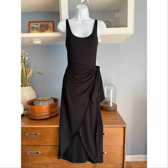 Reformation Dresses & Skirts - Reformation Kaila Black Wrap Midi Dress Tank Sleeveless